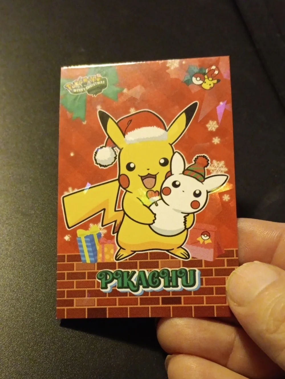 Pokemon Pikachu Holiday Card - Yellow & Red